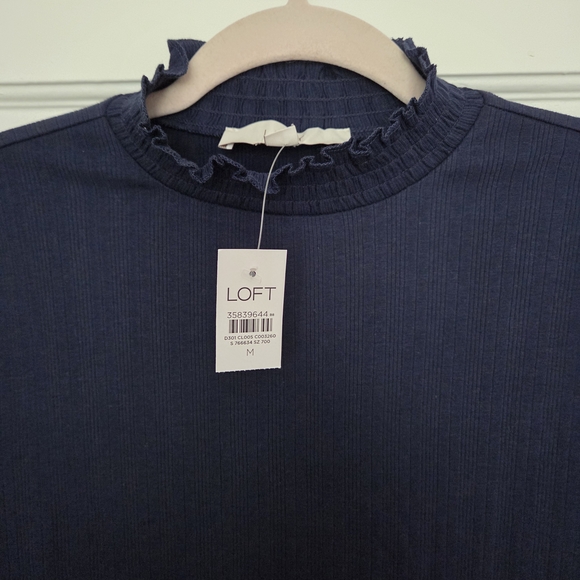 LOFT Midnight Blue Ruffled Neck Sweater - Picture 5 of 5